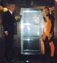 Tony Curtis and Dean Gunnarson with the Chinese Water Torture Cell